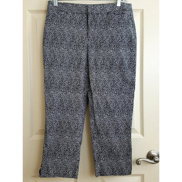 Coldwater Creek Pants Womens 6 Cropped Capri Natural Fit Black White Stretch - Picture 1 of 8